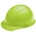 Hard Hat with ratchet adjustment and 4 point nylon suspension in Hi-Viz Lime and Full Color Label.